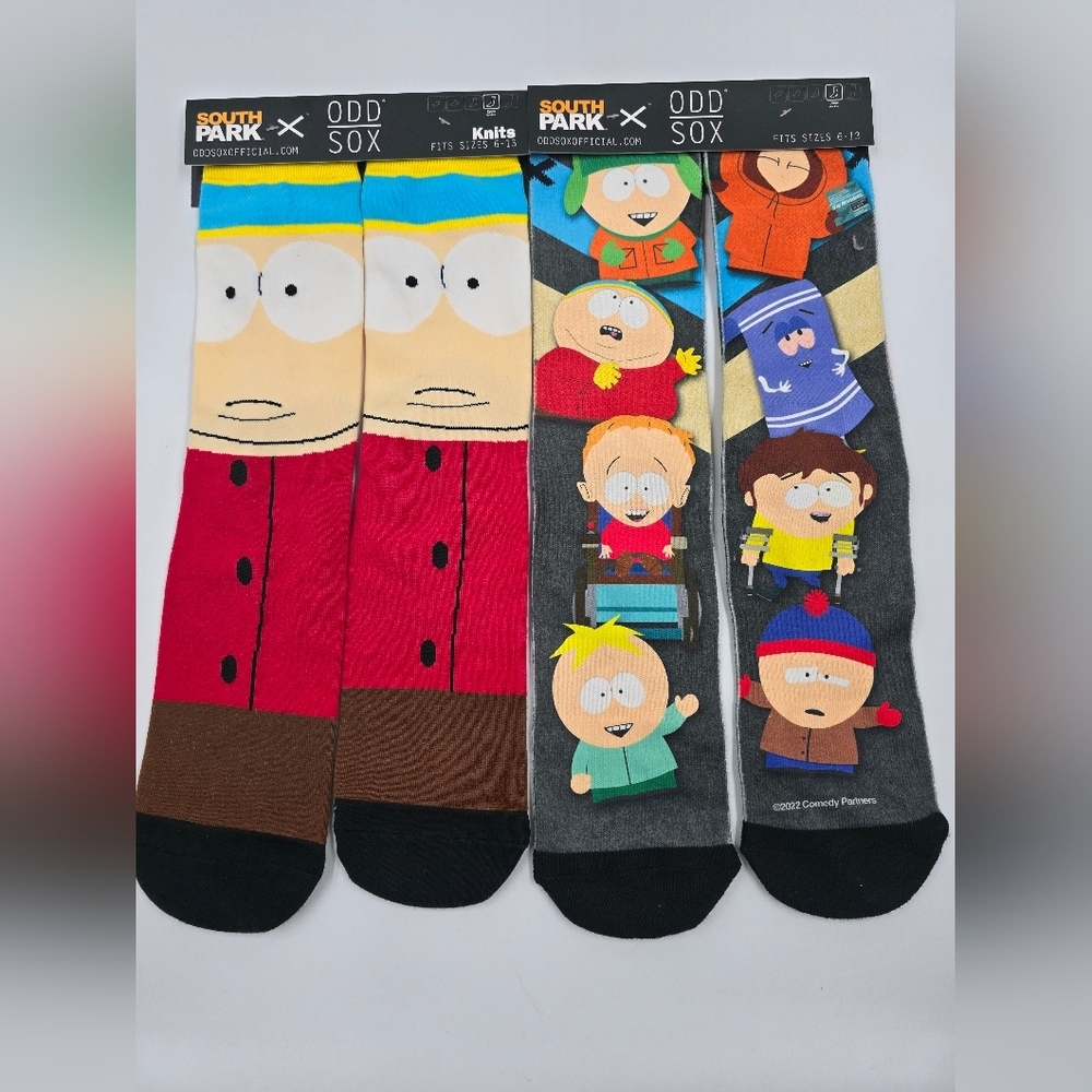 Odd Sox, South Park, Cartoon Characters, Novelty Crew Socks, Silly Fun 90s NEW
